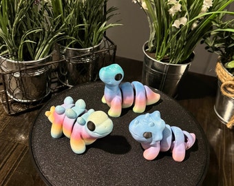 3D Printed Rainbow Dinosaur Fidget Toys, Cute 3D Print Dinosaur Gift, Bundle of Triceratops, Brachiosaurus, Stegosaurus Toys, Sensory toy