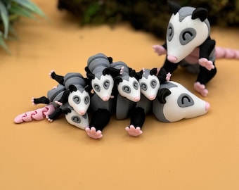 3D printed opossum fidget, sensory toys, cute possum 3D print gift, Gift idea for opossum and animal lovers, or birthdays