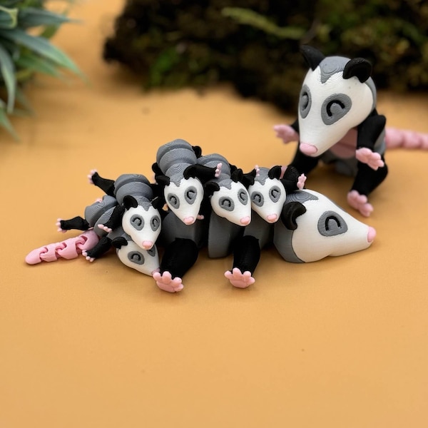 3D printed opossum fidget, sensory toys, cute possum 3D print gift, Gift idea for opossum and animal lovers, Easter, or birthdays