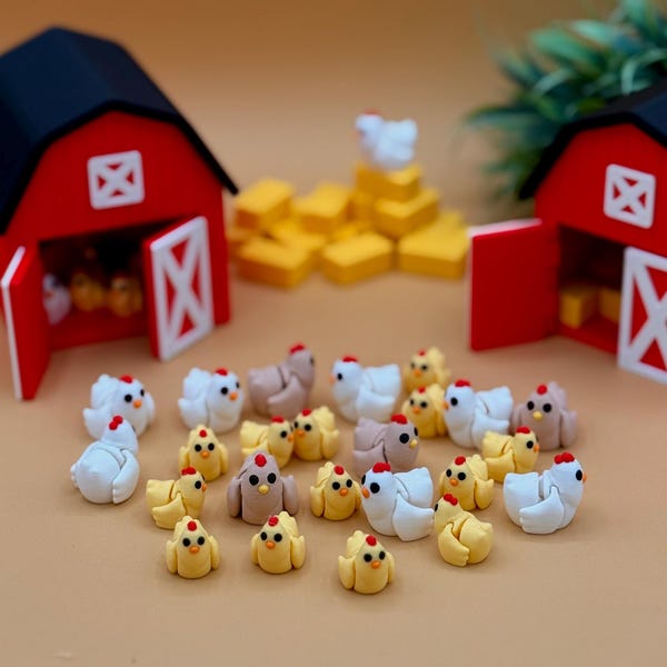 3D Printed Chicken Fidget Toy, Cute 3D Print Mini Chicks, Sensory Toy for Stress Relief and Focus, Birthday Gift Idea for chicken lovers