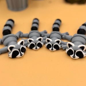 Adult3D printed raccoon toys.