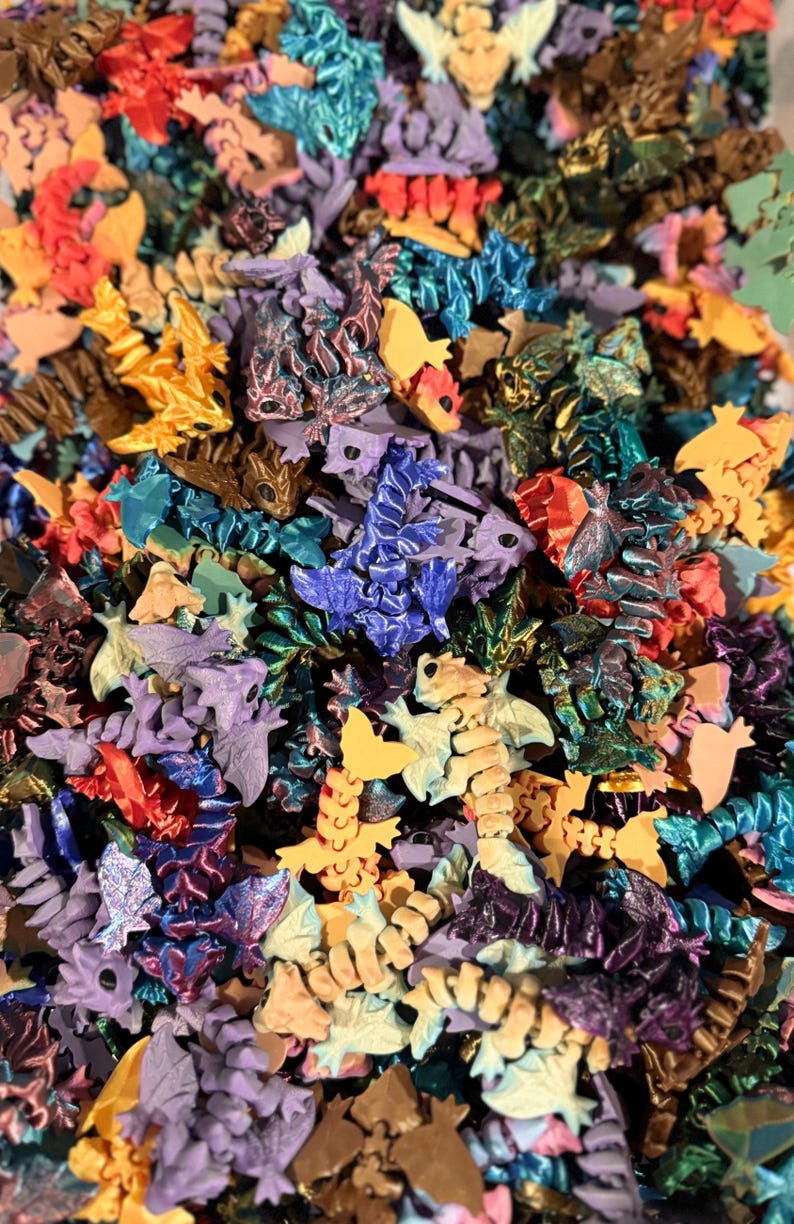 3D printed dragon fidget toy assortment