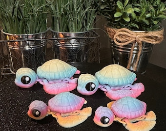 3D Printed Rainbow Turtle Fidget Toy, Pastel 3D Print Mini Cute Sea Turtle, Turtle sensory aid, Birthday gift ideas