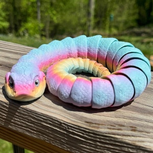 3D Printed Pastel Rainbow Hogsnake fidget and sensory toys for snake and reptile lover gifts for spring