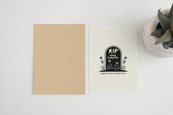 RIP Twenties Birthday Card: Funny Gravestone 5x7 Luxury Card