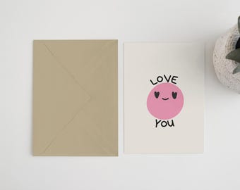 Love You Anniversary Card: Retro Heart Eyes Design