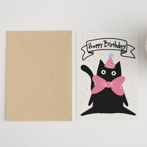 Funny Cat Birthday Card: 5x7 with Envelope