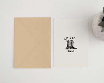 Tarjeta con botas de vaquera: despedida de soltera inspirada en Shania Twain (5x7)