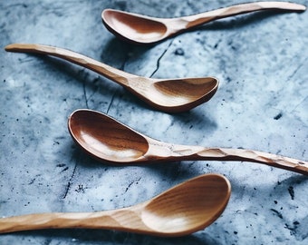 Unique Japanese Style Long Spoon, Handmade Wood, Patterned Wooden Spoons, Vintage Long Spoon, Long spoon for mixing and Stirring