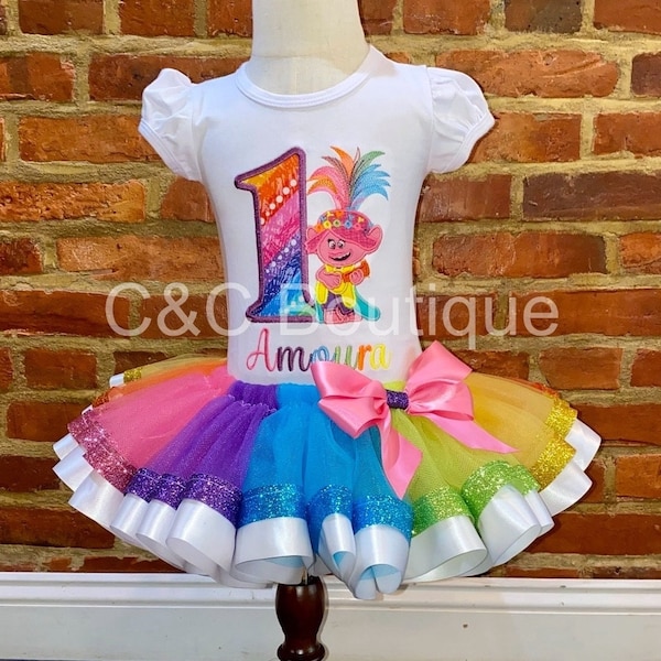 Rainbow tutu outfit, troll themed party