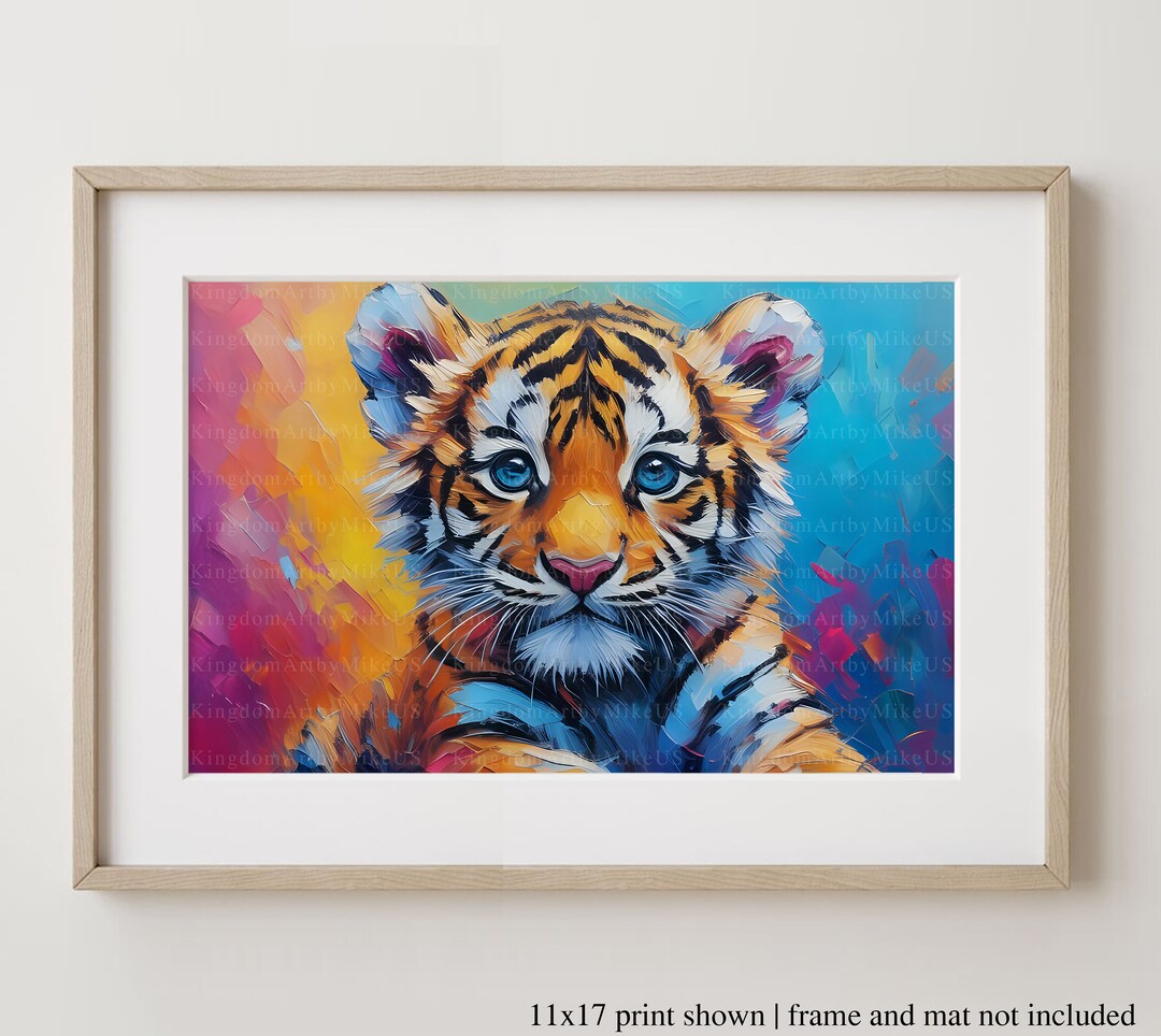 Colorful Tiger Cub Art Print | Animal Nursery Decor - Etsy