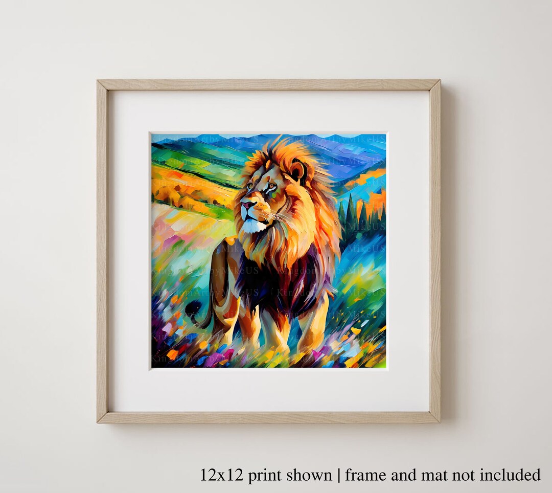 Aslan Print | Bright, Colorful, African Animal Art, Lion, Aslan - Etsy