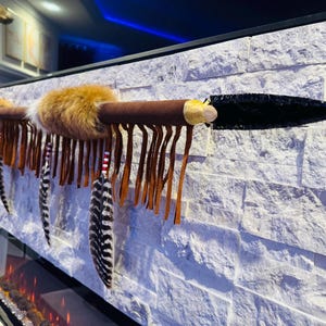 A Tribal Native Ceremonial Indian fox Spear made by enrolled member of the Cherokee tribe 60”