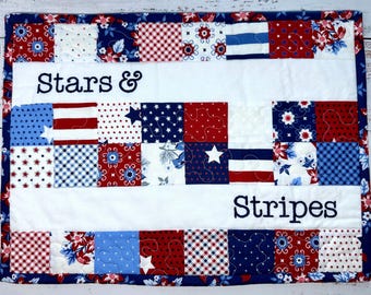 Americana Quilted Throw Pillow Cover – Embroidered Stars & Stripes