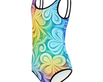 Flower Swirls / All-Over Print Kids Swimsuit