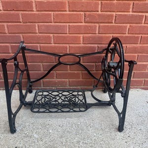 Antique Cast Iron Treadle Sewing Machine Base | Industrial Table Legs | Vintage Steampunk Decor | Upcycle Furniture