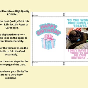 Printable Birthday Card, Baby Pug Birthday Card, Cute Puppy Card, for ...