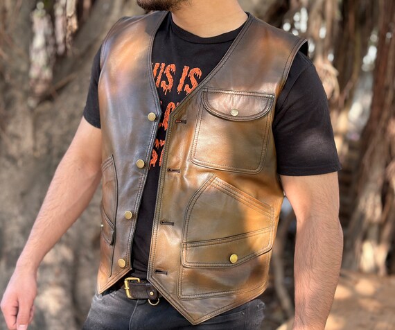 Lambskin leather vest hotsell