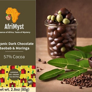 3 barer | Vegansk choklad med superfoods Moringa och Baobab och 57 % ekologisk Ghana-kakao | Rättvisemärkt | CO2-neutral | Enkelt ursprung