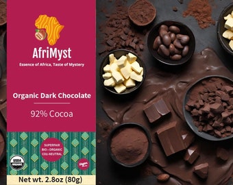 3 bars of Vegan Dark Chocolate with 92% Organic Ghana Cocoa | Fairtrade | CO2 Neutral | Single Origin