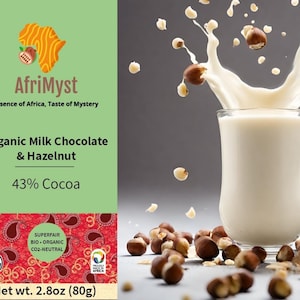 3 barer | Hasselnötsberikad mjölkchoklad med 43 % ekologisk kakao från Ghana | Rättvisemärkt | CO2-neutral | Enkelt ursprung