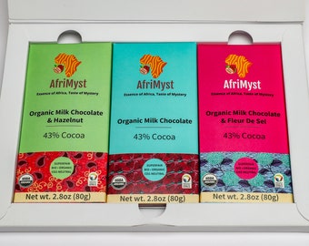 AfriMyst Natures Delight Milk Organic Chocolate Bar 3-in-1 Gift Box