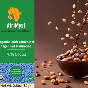 3 barer | Vegansk choklad med tigernötter, mandlar och 70 % ekologisk Ghana-kakao | 3 barer | Rättvisemärkt | CO2-neutral | Enkelt ursprung