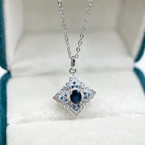 Natural Blue Sapphire Sterling Silver Necklace: September Birthstone