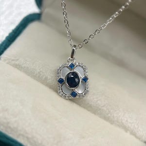 Natural Blue Sapphire Necklace with S925 Sterling Silver/September Birthstone