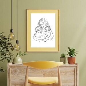 Arte de parede para mãe gêmea - Twin Love Embrace - Pôster de download digital 8,5 x 11 pol.