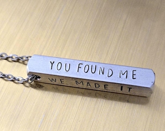 Twenty One Pilots Breach Drag Path Lyrics Hand Stamped Aluminum Bar Necklace