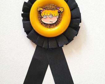 Rebellious Rosette Award Ribbon Brooch Badge Rugrats Angelica Pickles