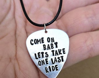 Oliver Tree Cowboys Don't Cry Lyrics Hand Stamped Guitar Pick Necklace