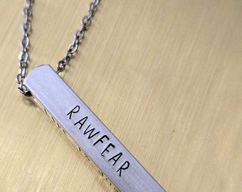 Twenty One Pilots Breach RAWFEAR Hand Stamped Aluminum Bar Necklace