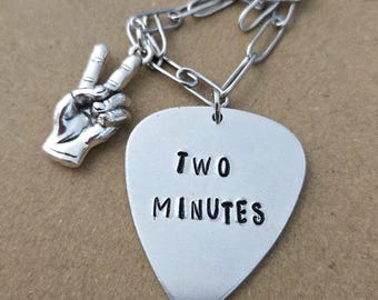 Twenty One Pilots Clancy Midwest Indigo Hand Stamped Guitar Pick Charm Necklace