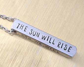 Twenty One Pilots Vessel Truce Hand Stamped Aluminum Bar Necklace