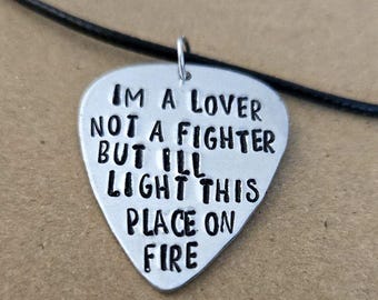 Oliver Tree Life Goes On Lyrics Hand Stamped Guitar Pick Necklace-Lover Version