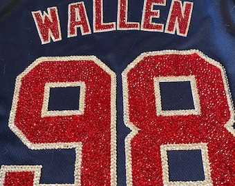 Rhinestone Morgan Wallen 98 Braves Jersey