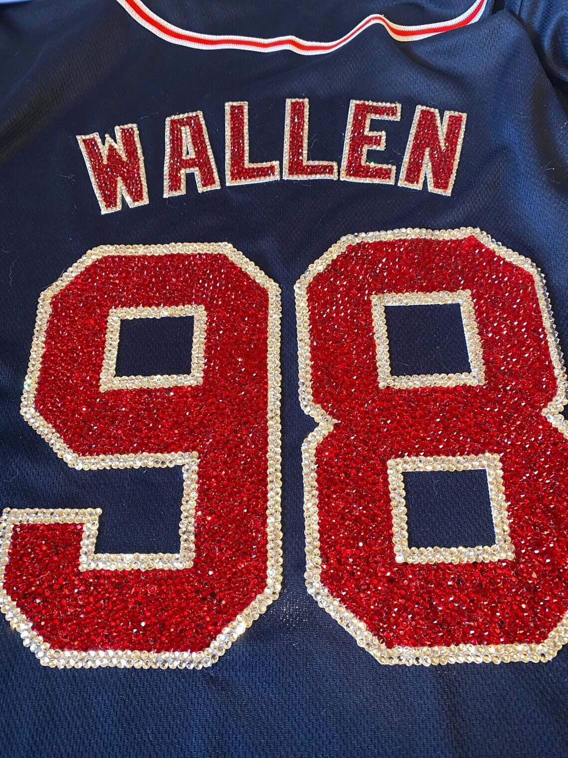 Rhinestone Morgan Wallen 98 Braves Jersey - Personalization