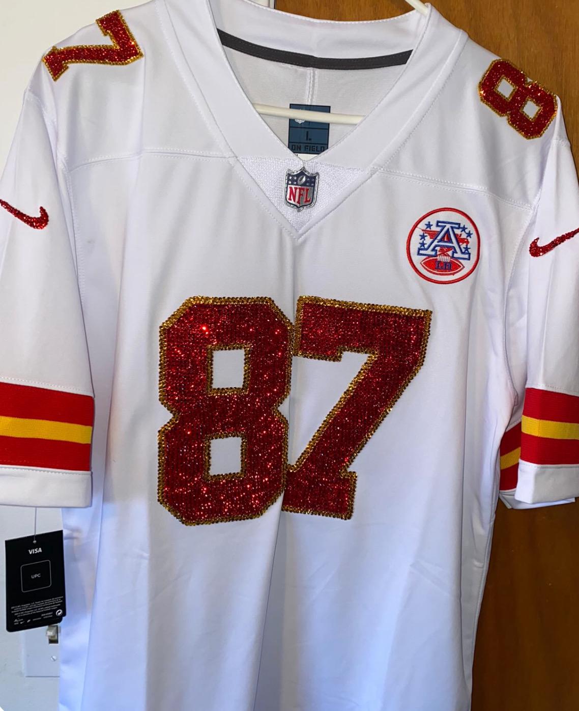 Travis Kelce Rhinestone Travis Kelce Jersey Rhinestone Kansas City White - Etsy