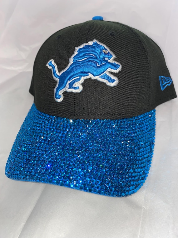NEW 47’ NFL Detroit Lions Dazzle Logo Sequined Blue StrapBack Hat Women’s OSFM Detroit Lions Rhinestone - Womens Hat - Etsy main image 2