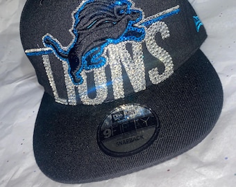 Detroit Lions Rhinestone - Black SnapBack  hat
