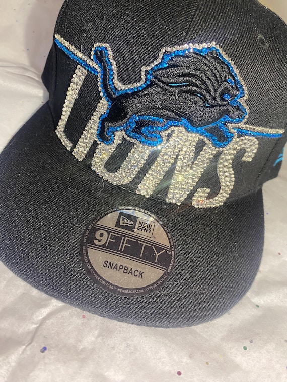Detroit Lions Rhinestone - Black Snapback Hat - Etsy display picture 1
