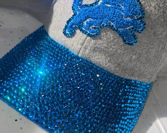 Detroit Lions custom rhinestone  hat