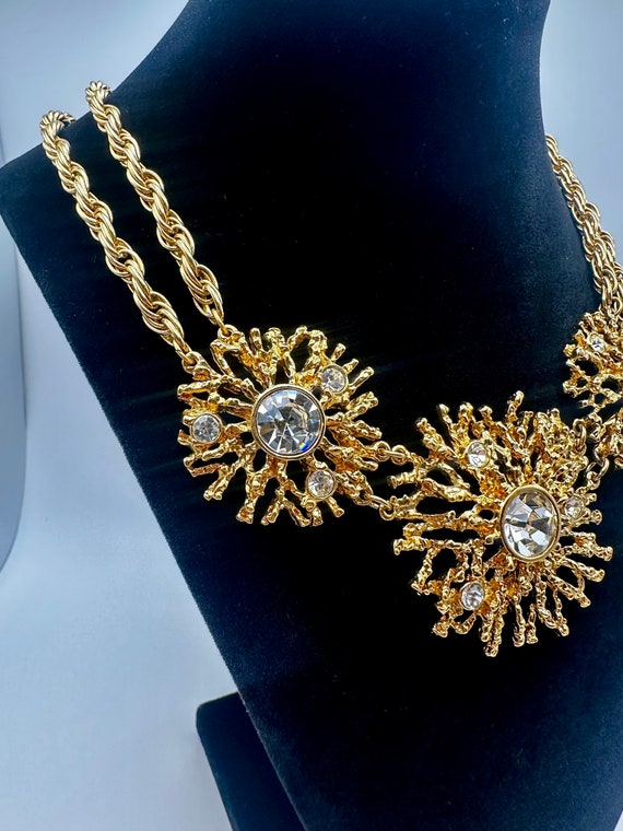 Vintage KJL for Avon signed gold tone necklace 19… - image 2
