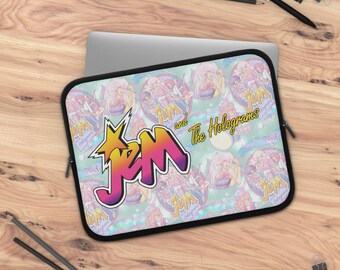 80s Cartoon, 5 sizes, Pink Pop Star Laptop Sleeve, 80s Nostalgia,Tech Case, Laptop Accessories, Retro Glam, Hologram Diva Cover