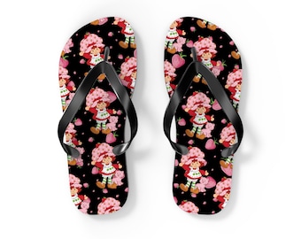 Berry Girl Flip Flops, 80s Nostalgia, 80s Cartoon Design, Cute Summer Sandals, Strawberry Shoes, Beach Vacation Gift