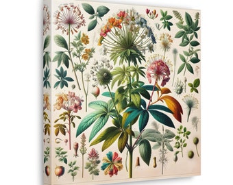 Bountiful Blossoms | Canvas Gallery Wrap| Botanical Art | Vintage Floral Diagram | Plant Illustration | Nature Wall Decor | Gardener Gift