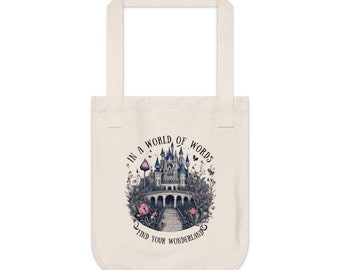 Find Your Wonderland Tote Bag, Book Lover Gift, Personalized Gift, Zippered Tote Bag, Cotton Canvas Tote Bag, Everyday Aesthetic Tote Bag