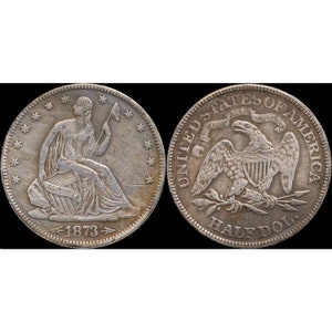 1873 Seated Liberty Half Dollar Arrows at Date Silver Plated Coin - Circulated